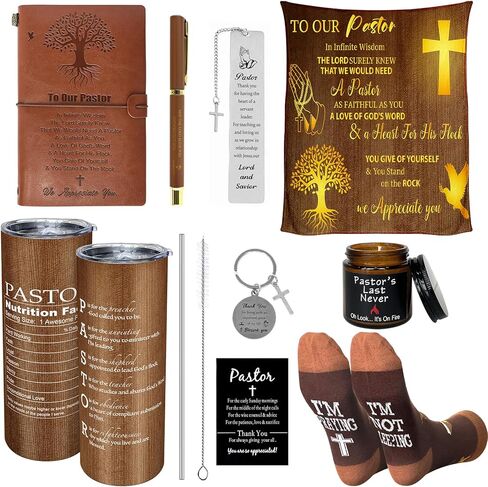 10 Pcs Easter Pastor's Wife Appreciation Gifts Christian Religious Gifts with Blanket Christian Makeup Bag Tote Bag Pen Notebook Cup Aromatherapy Keychain Bookmarks Card Mother's Day Thank You Gift in Kuwait
