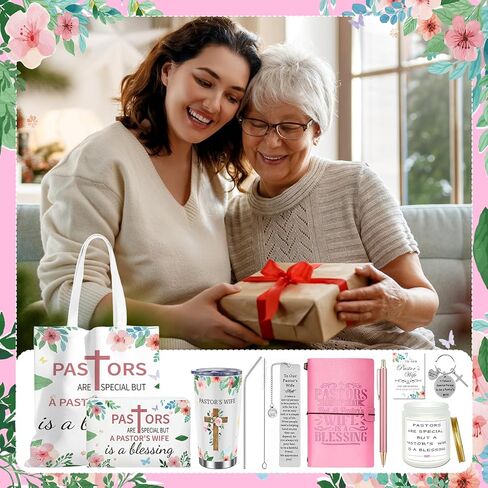 10 Pcs Easter Pastor's Wife Appreciation Gifts Christian Religious Gifts with Blanket Christian Makeup Bag Tote Bag Pen Notebook Cup Aromatherapy Keychain Bookmarks Card Mother's Day Thank You Gift in Saudi Arabia