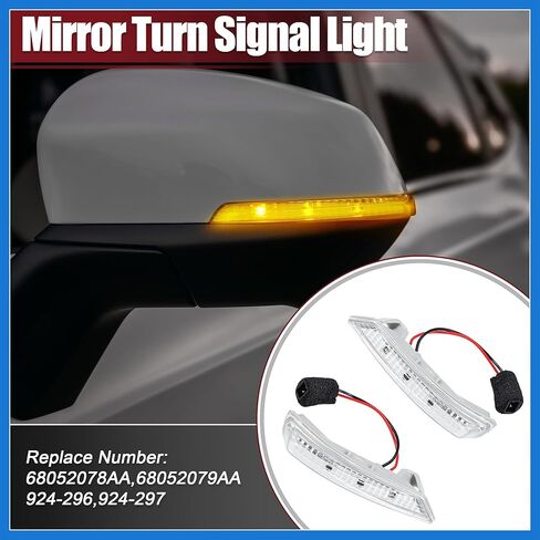 Car LED Front Left Right Side Mirror Turn Signal Light Fit for Chrysler Town Country - Pack of 2 Silver Tone Auto Accessories in Saudi Arabia