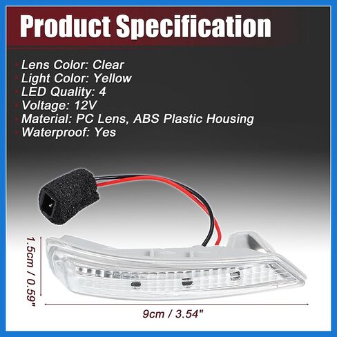 Car LED Front Left Right Side Mirror Turn Signal Light Fit for Chrysler Town Country - Pack of 2 Silver Tone Auto Accessories in Saudi Arabia