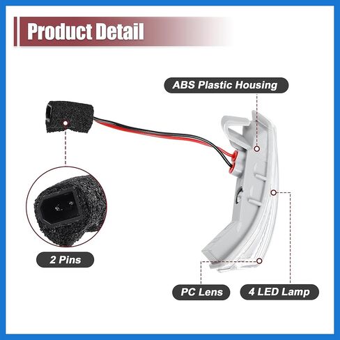 Car LED Front Left Right Side Mirror Turn Signal Light Fit for Chrysler Town Country - Pack of 2 Silver Tone Auto Accessories in Saudi Arabia