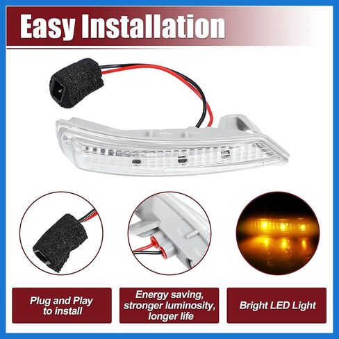 Car LED Front Left Right Side Mirror Turn Signal Light Fit for Chrysler Town Country - Pack of 2 Silver Tone Auto Accessories in Saudi Arabia