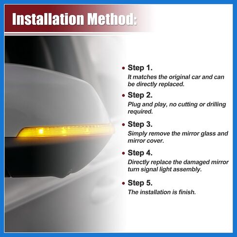 Car LED Front Left Right Side Mirror Turn Signal Light Fit for Chrysler Town Country - Pack of 2 Silver Tone Auto Accessories in Saudi Arabia