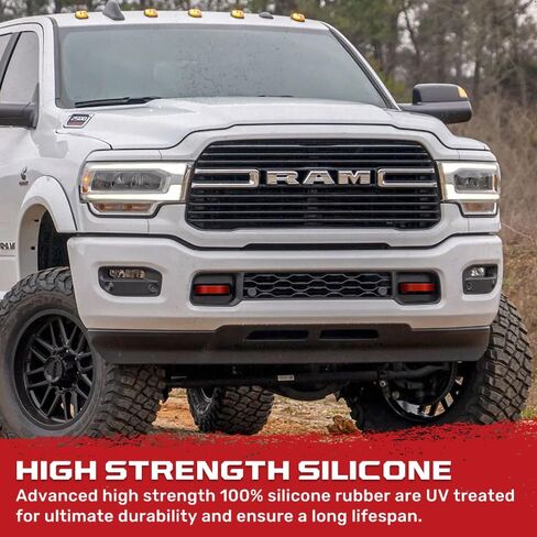 RECON - Fits 21-26 Dodge RAM 1500 Tow Hook Covers 2-Piece Set of 100% Silicone Rubber Covers Heavy Duty Rugged Durability Unique Style Protection (RED) in Saudi Arabia