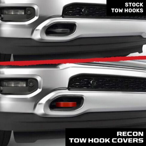 RECON - Fits 21-26 Dodge RAM 1500 Tow Hook Covers 2-Piece Set of 100% Silicone Rubber Covers Heavy Duty Rugged Durability Unique Style Protection (RED) in Saudi Arabia