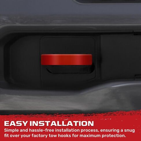 RECON - Fits 21-26 Dodge RAM 1500 Tow Hook Covers 2-Piece Set of 100% Silicone Rubber Covers Heavy Duty Rugged Durability Unique Style Protection (RED) in Saudi Arabia