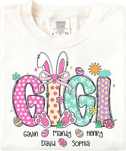 NAZENTI Personalized Easter Mama Shirt Women, Easter Shirts for Moms Grandma, Custom Bunny Easter Apparel for Mom in Kuwait