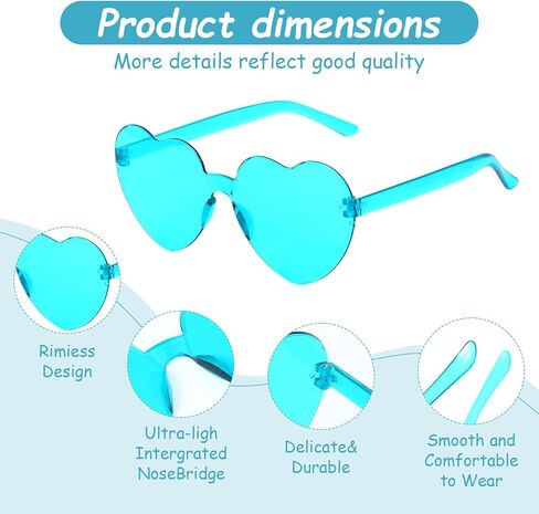 48 Pack Mixed Style Rimless Sunglasses Bulk Colored Retro Party Favors Funny Glasses Set for Bachelor Costume Accessories in Kuwait