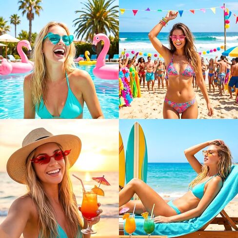 48 Pack Mixed Style Rimless Sunglasses Bulk Colored Retro Party Favors Funny Glasses Set for Bachelor Costume Accessories in Kuwait