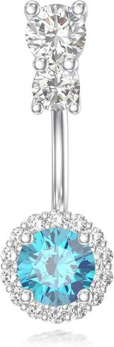 Natural Topaz Belly Button Ring for Women 925 Sterling Silver Swiss Blue Topaz Belly Button Ring Navel Piercing Jewelry Gifts in Kuwait