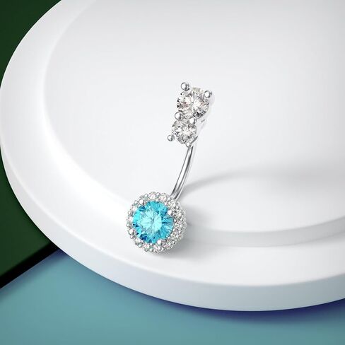 Natural Topaz Belly Button Ring for Women 925 Sterling Silver Swiss Blue Topaz Belly Button Ring Navel Piercing Jewelry Gifts in Kuwait