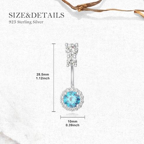 Natural Topaz Belly Button Ring for Women 925 Sterling Silver Swiss Blue Topaz Belly Button Ring Navel Piercing Jewelry Gifts in Kuwait