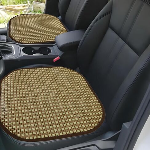 GXARTS 1PCS 4x5 inches Universal Bottom Summer Cooling Natural Rattan Breathable Seat Cushion Pad Non-Slip Car Front with Buckle for Car Sedan SUV in Saudi Arabia