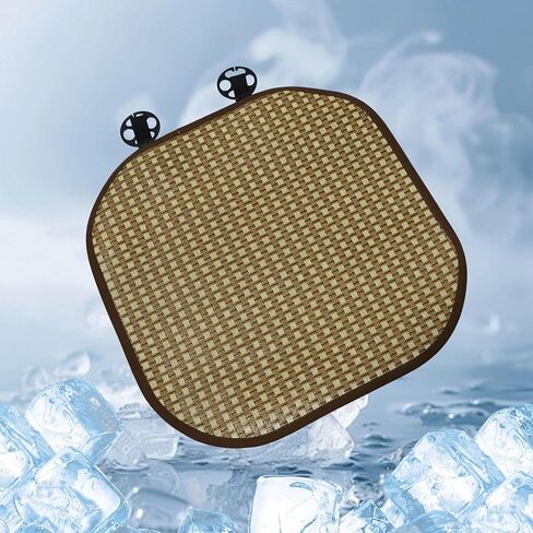GXARTS 1PCS 4x5 inches Universal Bottom Summer Cooling Natural Rattan Breathable Seat Cushion Pad Non-Slip Car Front with Buckle for Car Sedan SUV in Saudi Arabia