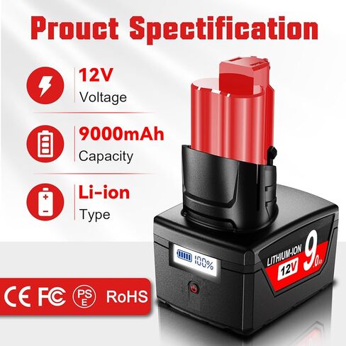 استبدال بطارية ميلووكي M12 2 حزمة 7000 مللي أمبير 12 فولت بطارية M12 ميلووكي المطورة XC 48-11-2410 48-11-2420 48-11-2411 48-11-2401 48-11-2402 أدوات كهربائية Cordlees in Kuwait