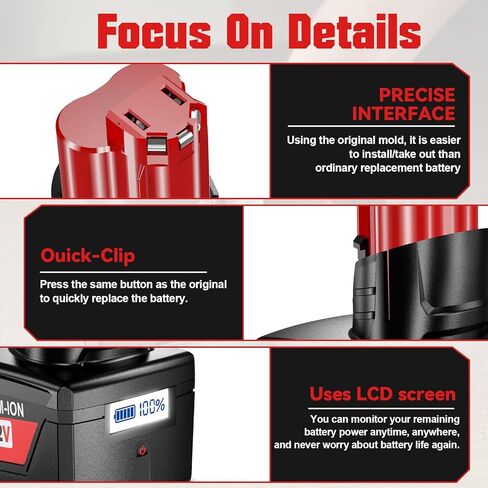 استبدال بطارية ميلووكي M12 2 حزمة 7000 مللي أمبير 12 فولت بطارية M12 ميلووكي المطورة XC 48-11-2410 48-11-2420 48-11-2411 48-11-2401 48-11-2402 أدوات كهربائية Cordlees in Kuwait