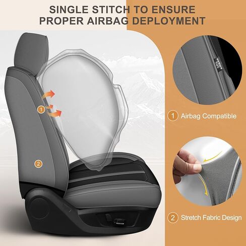 TTX LIGHTING Premium Faux Leather Seat Covers for Nissan Rogue 2009-2026, Full Set Car Seat Covers Seat Protector Interior Auto Seat Accessories (Black&Grey) in Kuwait