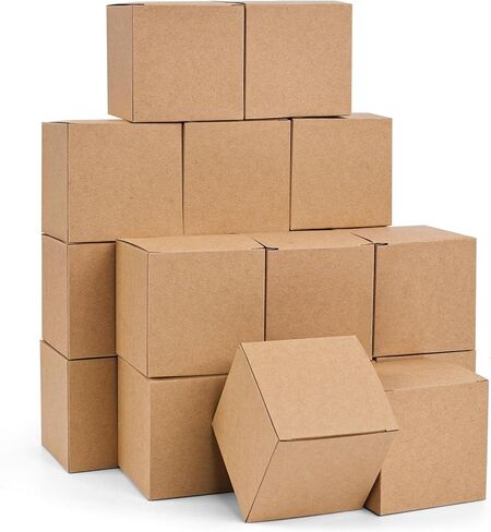 VGOODALL 50PCS صناديق الهدايا الصغيرة ، 2 × 2 × 2 بوصة حلوى أبيض الصناديق لصالح الصناديق مع بطاقة تهنئة الشريط لحفل حفل عيد الميلاد in Kuwait