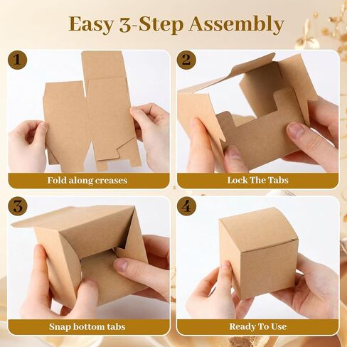 VGOODALL 50PCS صناديق الهدايا الصغيرة ، 2 × 2 × 2 بوصة حلوى أبيض الصناديق لصالح الصناديق مع بطاقة تهنئة الشريط لحفل حفل عيد الميلاد in Kuwait