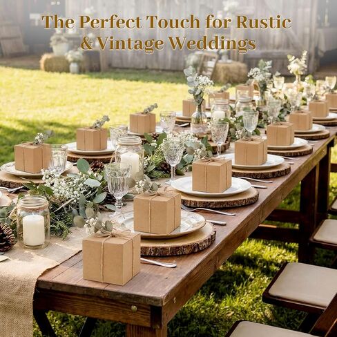 VGOODALL 50PCS صناديق الهدايا الصغيرة ، 2 × 2 × 2 بوصة حلوى أبيض الصناديق لصالح الصناديق مع بطاقة تهنئة الشريط لحفل حفل عيد الميلاد in Kuwait