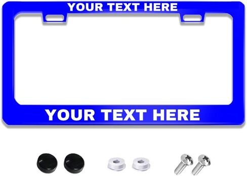 إطار لوحة ترخيص مخصص للسيارات مخصص مع اسم النص 6.3 × 12.2 بوصة تصميم علامة السيارة الأمامية الخاصة بك للرجال والنساء والأصدقاء، قطعة واحدة - أسود فارغ in Kuwait
