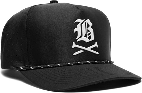 تيشيرت Back Nine Bullies Golf Co Crossed Tees Snapback للأداء البارد - قبعة جولف للرجال، قابلة للتنفس، سريعة الجفاف، خفيفة الوزن، قبعة قابلة للتعديل (أسود) in Kuwait