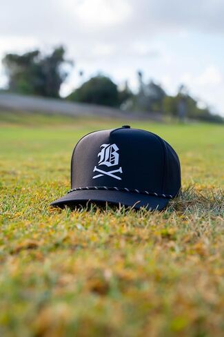 تيشيرت Back Nine Bullies Golf Co Crossed Tees Snapback للأداء البارد - قبعة جولف للرجال، قابلة للتنفس، سريعة الجفاف، خفيفة الوزن، قبعة قابلة للتعديل (أسود) in Kuwait