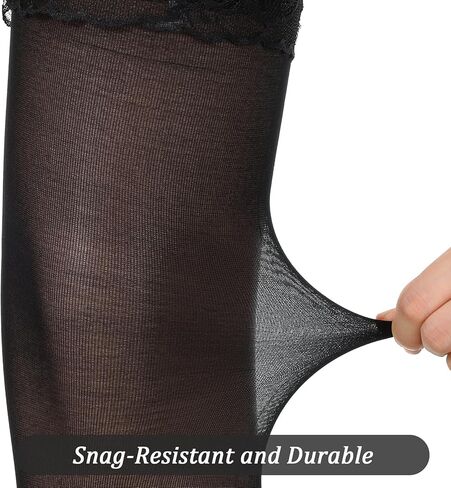 زوجان من جوارب الدانتيل أعلى الفخذ، جوارب طويلة من الدانتيل للنساء، (أسود ولون البشرة) in Kuwait