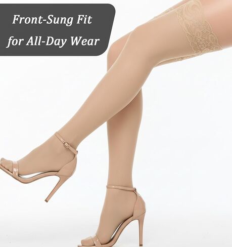 زوجان من جوارب الدانتيل أعلى الفخذ، جوارب طويلة من الدانتيل للنساء، (أسود ولون البشرة) in Kuwait