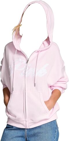 Victoria's Secret PINK Ivy Fleece Campus Full Zip Hoodie Pink Soft Cozy Logo New in Saudi Arabia