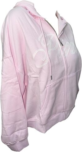 Victoria's Secret PINK Ivy Fleece Campus Full Zip Hoodie Pink Soft Cozy Logo New in Saudi Arabia