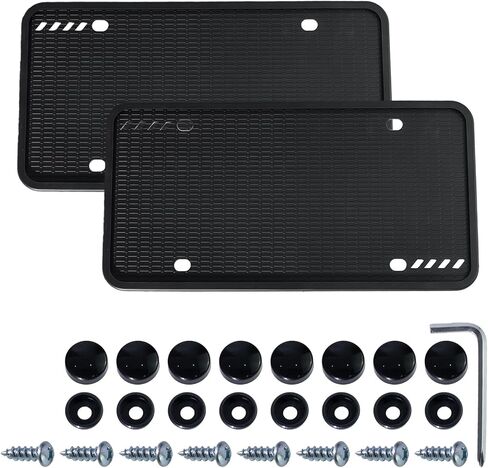License Plate Bracket Holder - Front license plate Mount Kit, No Drill Universal Bumper Car Tag Frame Mount Adapter with Stainless Steel Screw Caps & Cable Ties in Saudi Arabia