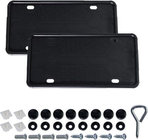 License Plate Bracket Holder - Front license plate Mount Kit, No Drill Universal Bumper Car Tag Frame Mount Adapter with Stainless Steel Screw Caps & Cable Ties in Saudi Arabia