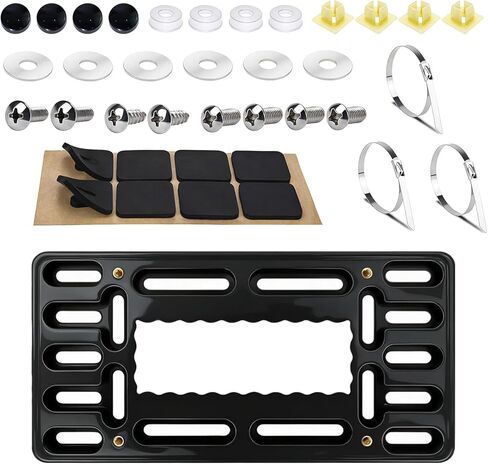 License Plate Bracket Holder - Front license plate Mount Kit, No Drill Universal Bumper Car Tag Frame Mount Adapter with Stainless Steel Screw Caps & Cable Ties in Saudi Arabia