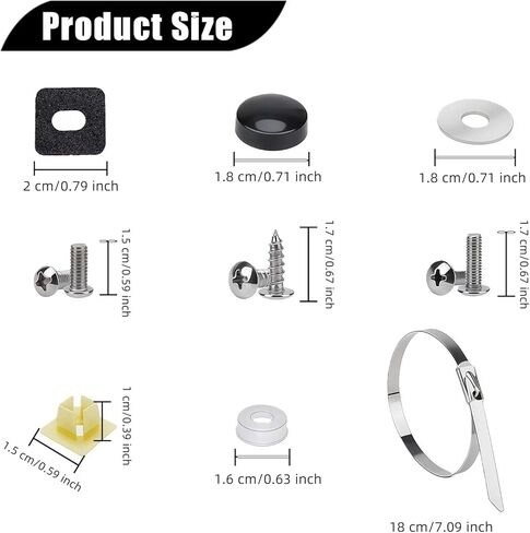 License Plate Bracket Holder - Front license plate Mount Kit, No Drill Universal Bumper Car Tag Frame Mount Adapter with Stainless Steel Screw Caps & Cable Ties in Saudi Arabia