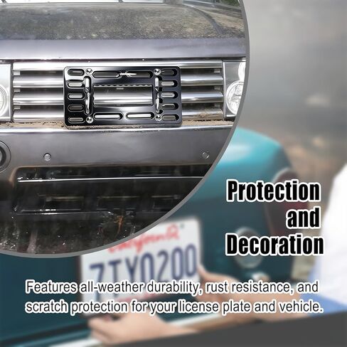 License Plate Bracket Holder - Front license plate Mount Kit, No Drill Universal Bumper Car Tag Frame Mount Adapter with Stainless Steel Screw Caps & Cable Ties in Saudi Arabia