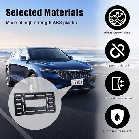 License Plate Bracket Holder - Front license plate Mount Kit, No Drill Universal Bumper Car Tag Frame Mount Adapter with Stainless Steel Screw Caps & Cable Ties in Saudi Arabia