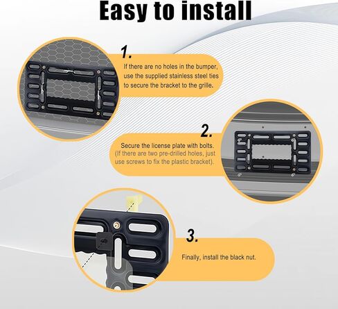License Plate Bracket Holder - Front license plate Mount Kit, No Drill Universal Bumper Car Tag Frame Mount Adapter with Stainless Steel Screw Caps & Cable Ties in Saudi Arabia