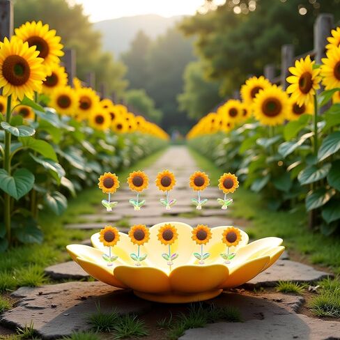 10Pcs Cozy Hoome Cozy Home Sunflower,Sunnyvibe Ornaments for Car,Car Accessories,Creative Rocking Ornament,Sunflower Dashboard Decorations for Mother's Day Home Decor Accents in Kuwait