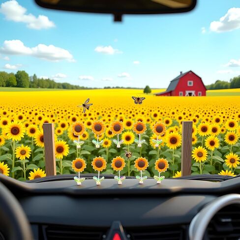 10Pcs Cozy Hoome Cozy Home Sunflower,Sunnyvibe Ornaments for Car,Car Accessories,Creative Rocking Ornament,Sunflower Dashboard Decorations for Mother's Day Home Decor Accents in Kuwait