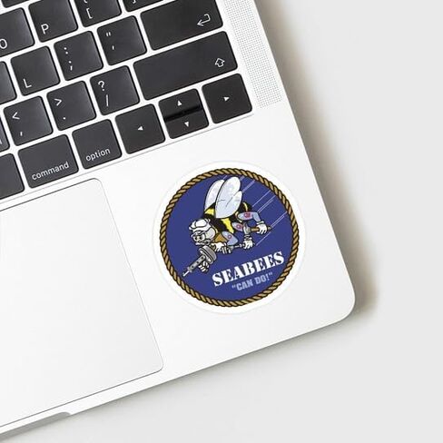 ملصق صغير مقطوع بالقالب يحمل شعار CafePress US Navy Seabees، بلمسة نهائية مطفأة اللمعة مقاس 7.62 سم ​​× 10.16 سم in Kuwait