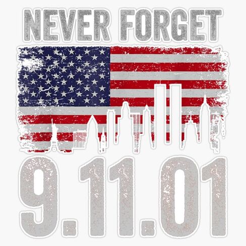 LAD Studio Never Forget 911 20Th Anniversary Patriot Day Forget American Flag Sticker Bumper Sticker Vinyl Decal 5"" in Kuwait