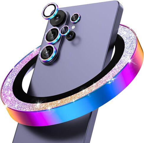 imluckies for Samsung Galaxy S25 Ultra Camera Lens Protector Bling, AR+AF Tempered Glass, 9H Anti-Scratch Metal Individual Lens Cover, HD Clear Camera Accessories - Glitter Colorful in Saudi Arabia