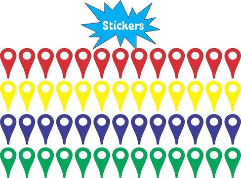 StickerTalk Basic Colors Map Pointer Vinyl Stickers, 1 Sheet of 52 Stickers, 0.25 inch by 0.5 inch Each in Kuwait