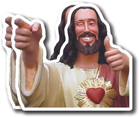 Cool Jesus Sticker - Smiling Jesus Sticker - Pointing Jesus - Christian Meme - Premium Quality Vinyl Bumper Stickers 2-Pack | 5-Inch on Widest Side | Made in USA - FHJ590 in Kuwait