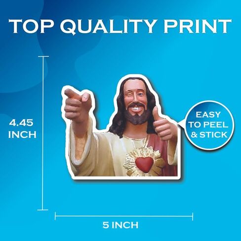 Cool Jesus Sticker - Smiling Jesus Sticker - Pointing Jesus - Christian Meme - Premium Quality Vinyl Bumper Stickers 2-Pack | 5-Inch on Widest Side | Made in USA - FHJ590 in Kuwait