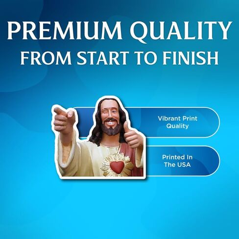 Cool Jesus Sticker - Smiling Jesus Sticker - Pointing Jesus - Christian Meme - Premium Quality Vinyl Bumper Stickers 2-Pack | 5-Inch on Widest Side | Made in USA - FHJ590 in Kuwait