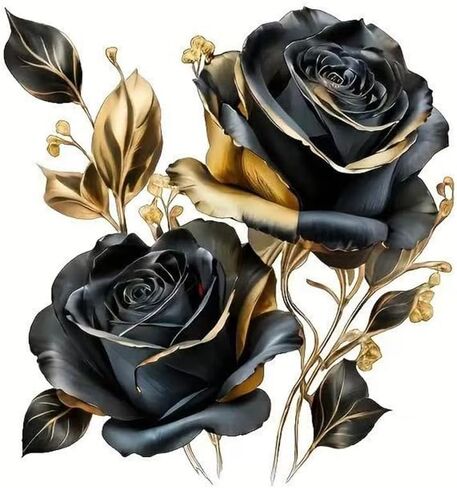 قطعتان من ملصق مصد السيارة المضحك على شكل زهرة وردة ذهبية سوداء، ملصق من الفينيل مقاس 5 بوصة، مقاوم للماء، مقطوع بالقالب للسيارات والنوافذ وأجهزة الكمبيوتر المحمولة in Kuwait