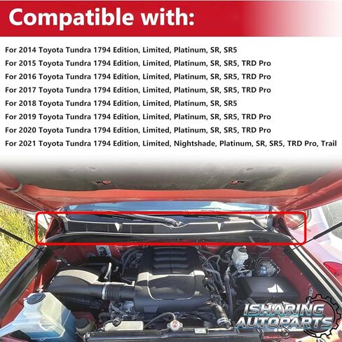 Front Grill Windshield Wiper Cowl Panel Compatible with 2014-2021 Toyota Tundra Black Replace# 55708-0C060, 557080C060, 55708-0C061, 557080C061 in Kuwait