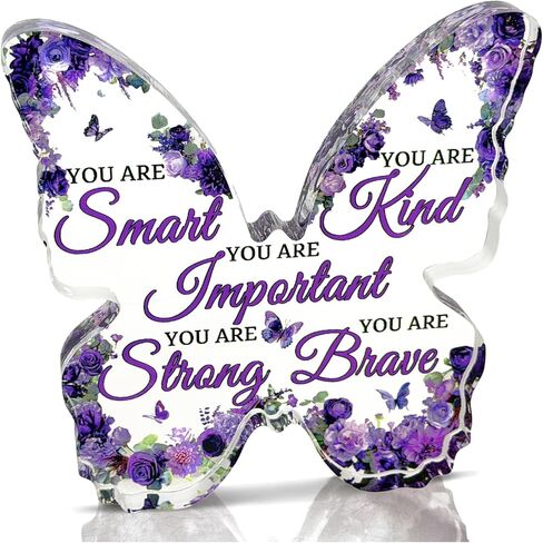 هدايا فراشة Ewong للفتيات والنساء، ديكور مكتب مسيحي ملهم، ديكور مركزي للطاولة تذكار للأم الأخت الصديقة، هدية عيد ميلاد شكرًا لك (أرجواني-أنت محبوب) in Kuwait